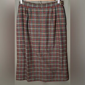 VTG Pendleton 100% Wool Multi Color Plaid Pencil Skirt Sz 8